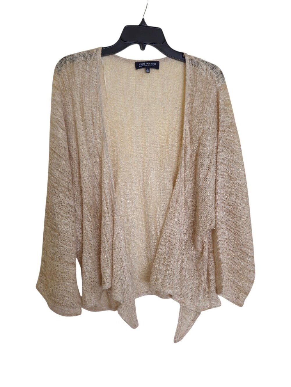 JONES OF NEW YORK OPEN WEAVE SOFT BEIGE CARDIGAN Size 2X